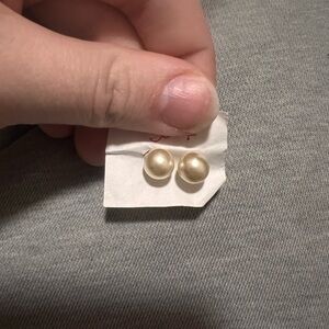 Elegant Cream Pearl Button Stud Earrings